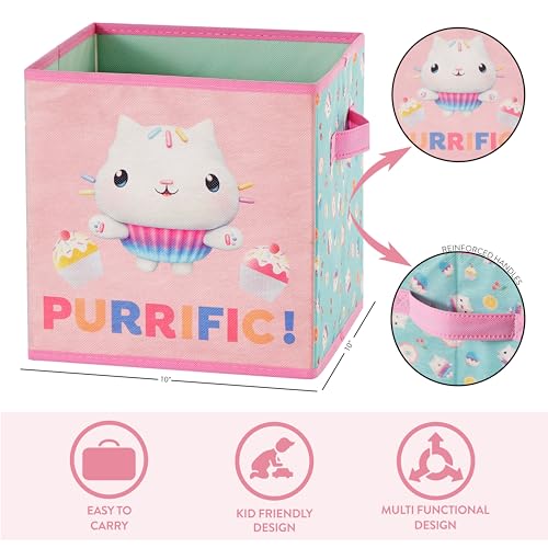 Image of Idea Nuova Gabby's Dollhouse Set of 2 Collapsible Storage Cubes with Carry Handles, Kids Room & Playroom Organizer Bins, 10 inch x 10 inch