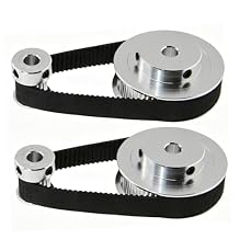 2Kit 2GT Synchronous Wheel Aluminum Timing Pulley with 2pcs Length 200mm Width 10mm Belt 20-60T-6.35B-10