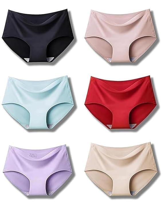 Women's/Girl's Ice Silk Seamless Mid Rise No Show Laser Cut Invisible Pants Smooth Stretch Women Hipster Pants for Women Daily Use (Sizes S to 3XL)-image-38