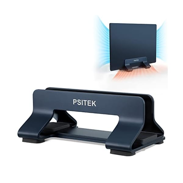 Psitek Aluminium Vertikaler Laptop Ständer Halter Dock, aufrechter Speicher, Einstellbare Slot Breite 10~30mm, Passt für…
