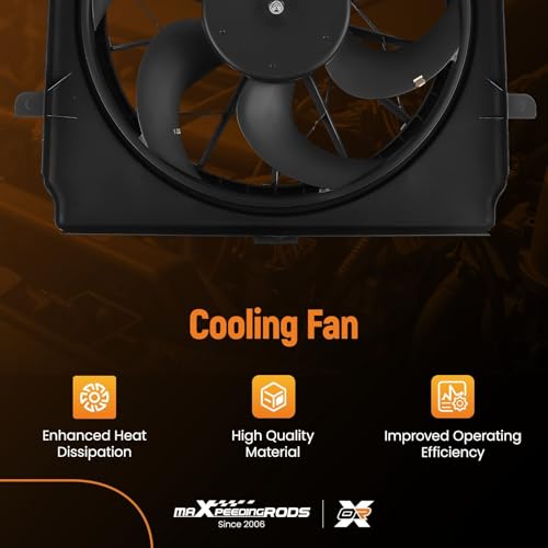 Image of maXpeedingrods 620-475 Engine Radiator Cooling Fan Assembly for Jeep Liberty 2.4L 2005, for Jeep Liberty 3.7L 2004-2007 Replacement 55037692AB CH3115143