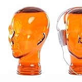 KOPFHÖRERSTÄNDER "MICK" | Recycling Glas, transparent orange, 29 cm | Deko Kopf