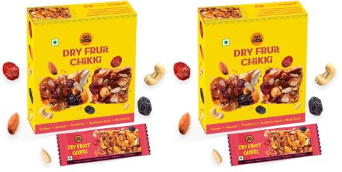 Image of GO DESi - Dry Fruit Chikki | Dry Fruit Bar | Indian Mithai | Gajak | Sweets Gift Pack | 168 grams | Pack of 12 Pieces