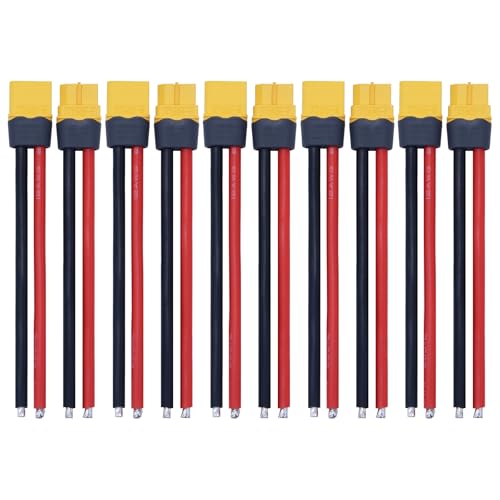 Tosiicop XT60H Stecker Kabel - 5 Paare Universell XT60 Adapter Verlängerungskabel mit 12AWG Silikondraht für RC Lipo Akku Ferngesteuertes Auto Boot Outdoor-Akku 100mm (5Female und 5 Male)