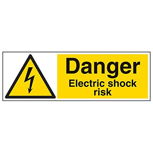 VSafety 68042BP-R - Señal de peligro de impactos eléctricos, horizontal, 600 x 200 mm, 3 unidades