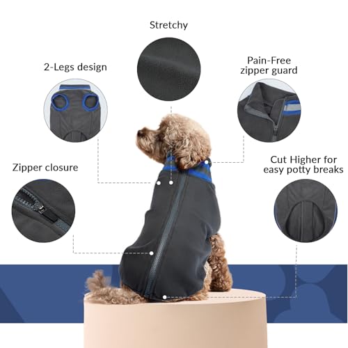 Hundepullover Mittelgroße Hunde, hundemantel mit Klettverschluss Hundeweste Fleece Winter Warm Sweater für Hunde(Grau, M)