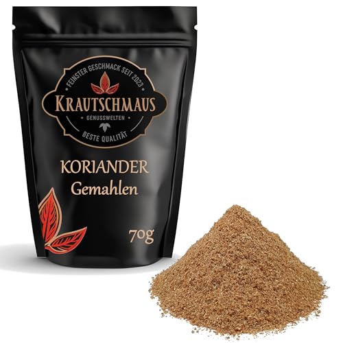 70g Koriander gemahlen von Krautschmaus, Coriander Gewürz, Korianderpulver, Koriandersamen Pulver, Koriandergewürz ohne Zusatzstoffe