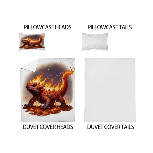 Salamandre de feu parure de couette 135x200 cm linge de lit microfibre 2 pcs