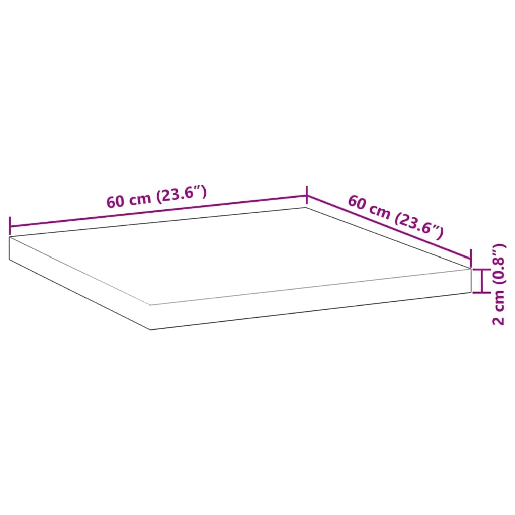 vidaXL Tablero de Mesa Cuadrado Madera Maciza de Acacia 60x60x2 cm, Tablero de Mesa de Repuesto, Tablero de Mesa Cuadrado, Tablero de Mesa Cuadrada