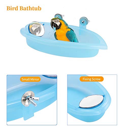 Vogelbad Schattig Huisdier Papegaai Bad Vogel Badkist Met Spiegel Papegaaienkooi Accessoire voor Papegaai Parkiet… - Afbeelding 3