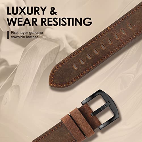 SWEES Leather Bands Compatible with Apple Watch Bands 42mm Series 10 41mm 40mm 38mm Men Women, Soft Genuine Leather Wristband Replacement Band for iWatch Series 10 9 8 7 6 5 4 3 2 1 SE Retro Walnut