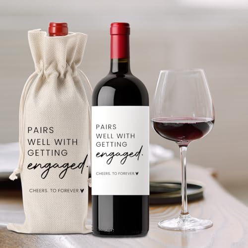 Image of Bride Engagement Gifts for Women Couples Boyfriend Girlfriend Fiance | Future Mrs Newlywed Engaged Wedding Bridal Shower Wedding Party Wine Bag Set with Wine Labeling Supplies