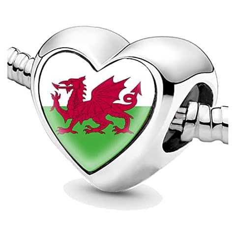 Bon4azuré Wales Flag Silver Charm Beads Cover