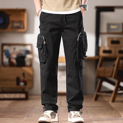 XYXIONGMAO Men's Cargo Pants Loose Khaki Casual Multi Pocket Hip Hop Vintage Military Sweatpants Streetwear Tactical Pants3