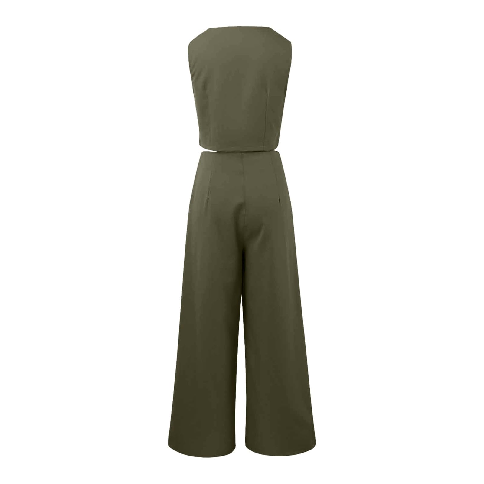 Tailleur Donna Eleganti Pantaloni e Gilet Completo BlazerO a Senza Maniche 2Pezzi Tuta Elastici in Vita Set di Abiti in Tinta Unita Pantalone Due Pezzi Suit Business tinta unita Giacca Estivo