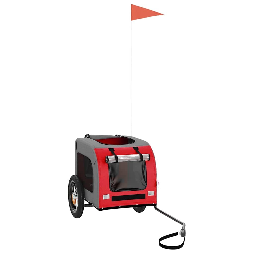 Remolque de bicicleta plegable para perros y gatos de color rojo y gris x X, impermeable, ligero, portátil, ideal para pasear