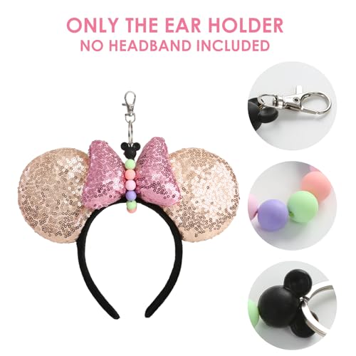 Obavioy 2Pcs Mouse Ear Headband Holders for Backpack Bag Park Trip Essentials Accessories Beaded Lanyard Keychain - Image 4