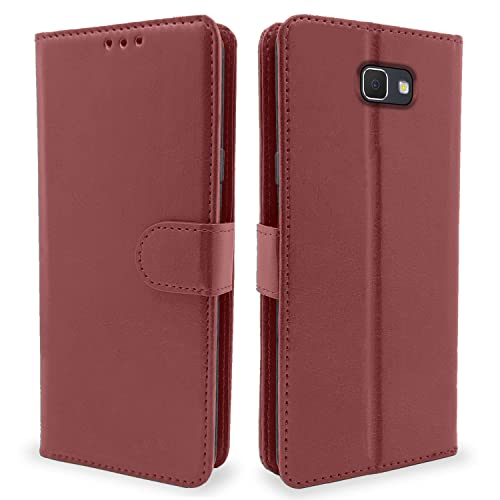 Pikkme Galaxy J5 Prime Flip Case Leather Finish | Inside TPU with Card Pockets | Wallet Stand and Shock Proof | Magnetic Closing | Flip Cover for Samsung Galaxy J5 Prime (Brown)- Best and cheap mobile covers in India
