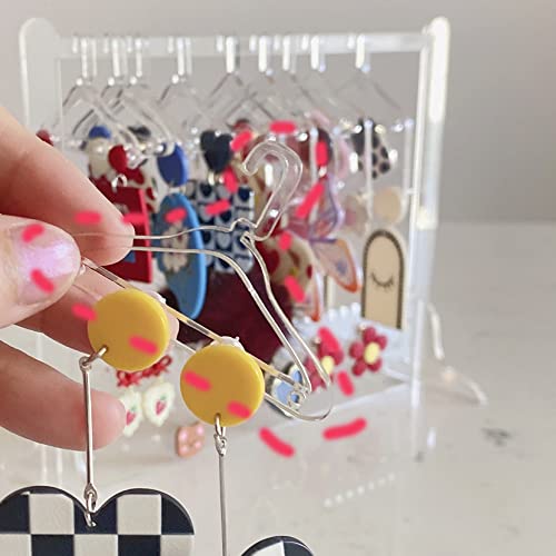 Lemonadeus Cute Earring Rack Holder Coat Hangers Stand Unique Earring Closet Acrylic Earring Display Stand Earrings Organizer Ear Stud Holder (Crystal Clear) #TOP3