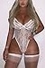 Aranmei Women Hollow Out Lace One Piece Bodysuit Teddy Lingerie (White, Small)