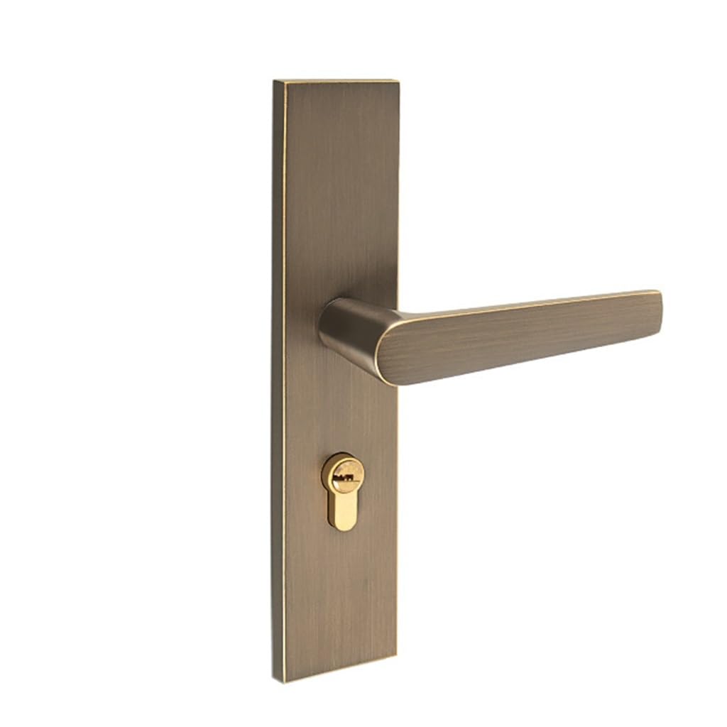 MOBYGKFY Brass Household Mute Indoor Room Door Lock Handle Wooden Lockset