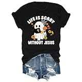 Photo Gallery maglietta per halloween con scritta "life is scary without jesus", nero , l Photo Gallery maglietta per halloween con scritta "life is scary without jesus", nero , l