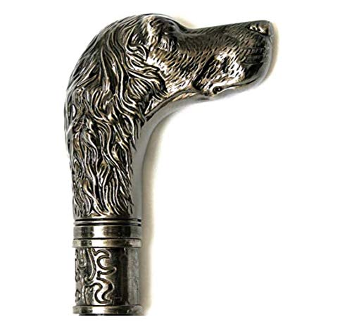 Marco Paul Canne de marche en étain noir pour homme et femme Style vintage Tête de chien Cover
