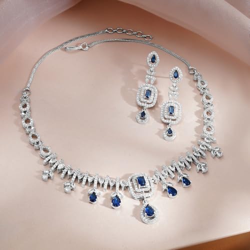Image of Rubans American Diamond Zirconia Necklace Set Stylish Jewellery Gift for Women & Girls