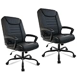 KLASIKA Ergonomic Executive Office Chair for Heavy People, Faux Leather Desk Chair with Wheels and A