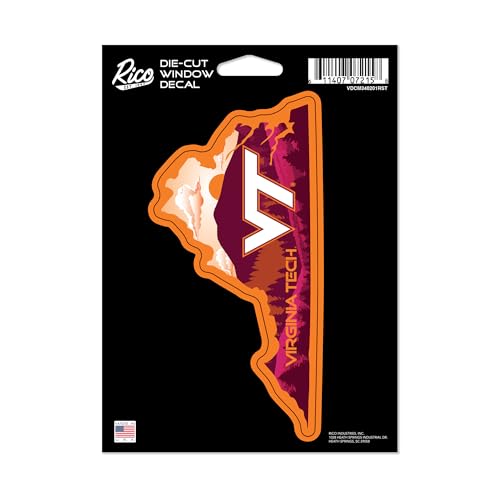 Rico Industries NCAA Virginia Tech Hokies Resort 5" x 7" Vinyl Die-Cut Decal - Car/Truck/Home Accessory