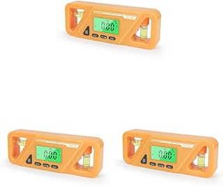 Juego de 3 transportadores digitales profesionales alimentados por pilas, color sólido, inclinómetro, regla de ángulo, retroiluminación amarilla