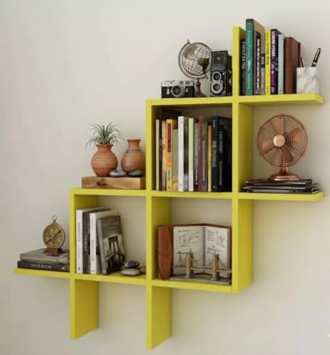 Image of Wooden Wall Shelves for Living Room, Kitchen, Hallway, Bedroom, and Bathroom; Wall Mounted Book Shelf; Wall Shelf for Photos and Decorations; Bend Shelve (Plus New ylo)