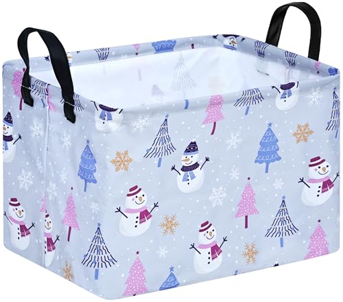 Image of Christmas Gift Basket Shelf Storage Bin for Clothes, Rectangle Storage Box Laundry Hamper with Handles