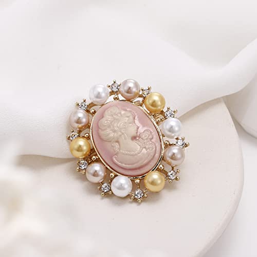 Image of lureme Vintage Elegant Victorian Lady Beauty Cameo with Crystal Brooch Pin (br000017)