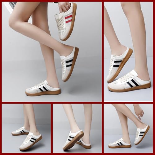 Women’s Fashion Mesh Walking Shoes Breathable Contrast Lace-Up or Slip-On Sneakers, Comfortable Backless Casual Sports Shoes with Round Toe for Everyday Wear2