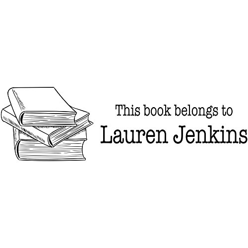 Custom This Book Belongs to Stamp with Stack of Books Design - Classroom Stamps - Library Stamps - Gifts for Readers