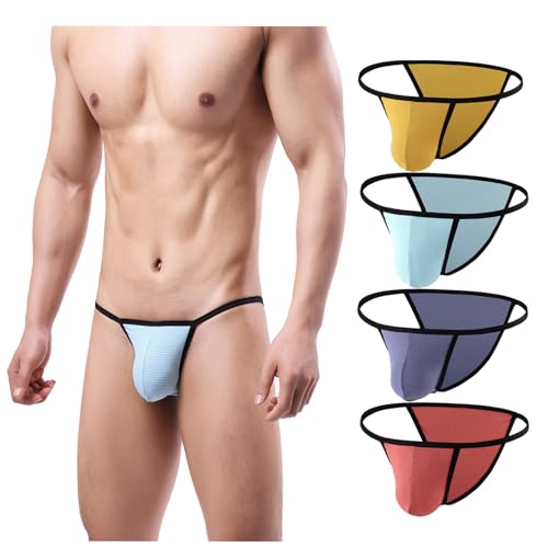 Men's Sexy Thong Underwear Low Rise G String Soft & Silky Bugle Pouch Underwear