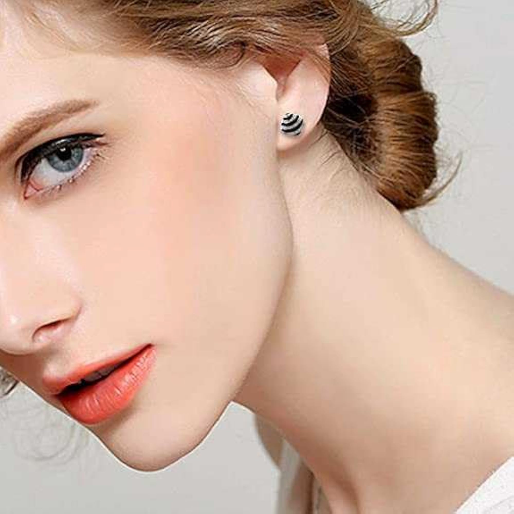 Women's Silver Onyx Stud Earrings with Cubic Zirconia