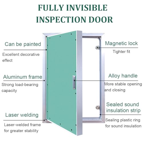 Pannello di accesso bloccabile, telaio in alluminio resistente per cartongesso, porta nascosta per applicazioni elettriche e idrauliche, ideale per ristrutturazioni e riparazioni domestiche