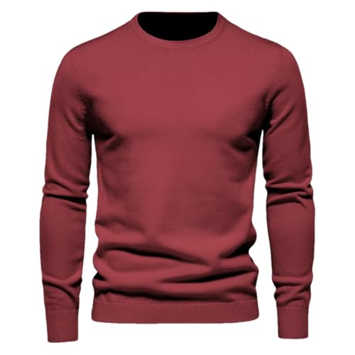 Men's Thickness Knit Pullover O-Neck Solid Long Sleeve Warm Slim Sweaters