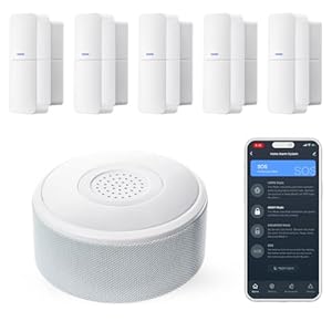 Home Zone Security Smart Wireless Door, Window Sensor and Security Siren Alarm Kit – DIY APP Controlled Security Kit with No Subscription Needed, Batteries Included (5-Pack)