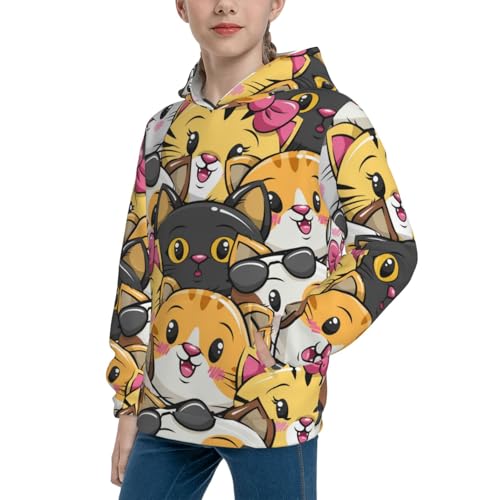 Cute Cat Cartoon Kid Hoodies Boys Sweatshirts Girls Pullover with Pocket2