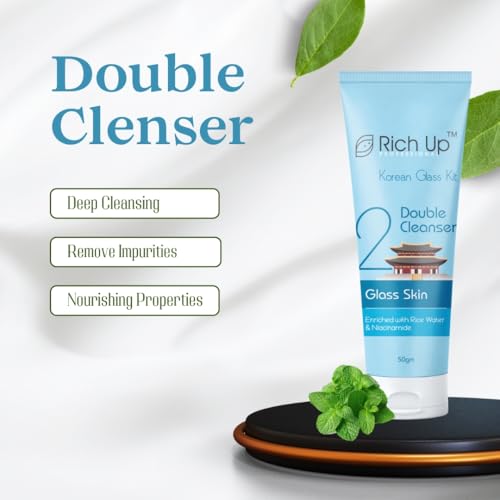 Image of RICH UP KOREAN GLASS FACIAL KIT - 360GM (315GM + 45ML) | MULTIPLE TIMES USE WITH 8 EASY STEPS | FOR ALL SKIN TYPE | BEST FACIAL KIT FOR MEN AND WOMEN