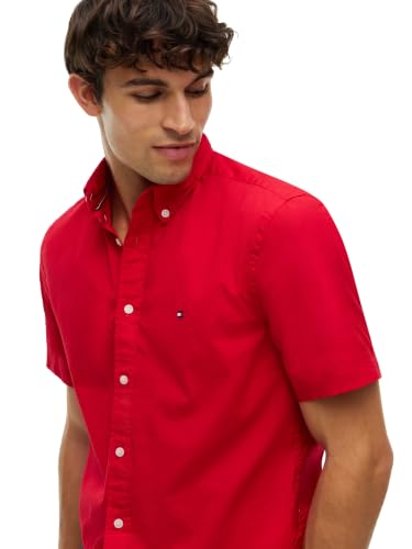 Image of Tommy Hilfiger Men's Short Sleeve Poplin Shirts in Regular Fit, Men's Button Down Shirts