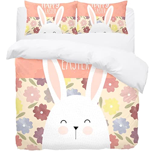 Parure de lit lapin floral housse couette grand lit - 2