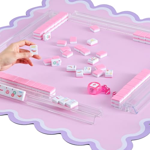 Juego de Mahjong Americano con 160 fichas y bolsa portátil miniatura 4