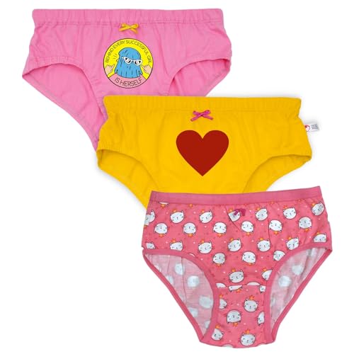 Image of DChica Essentials Cotton Panties for Girls, Comfortable Mid-Waist Hipster Panty with Stretchable Soft Inner Elastic, Full Coverage Breathable Briefs (Multicolor) Solid & Printed