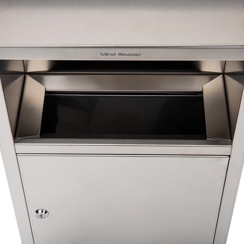 Image of Mind Reader Paper Towel Dispenser and Trash Can, Wall-Mounted, Bathroom, Stainless Steel, 13.5 inch L x 29.5 inch H x 5.75 inch D, Silver
