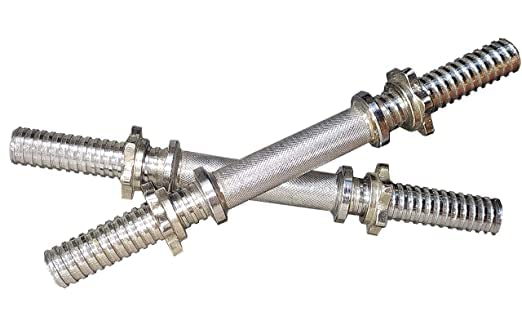 Fitness Gali Dumbbell Rod with 4 Star Nuts, 28 mm 14 Inches Solid Bar | Steel Chrome-image-24