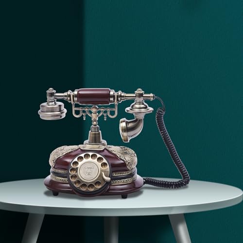 Teléfono vintage retro con disco rotatorio de sobremesa miniatura 4